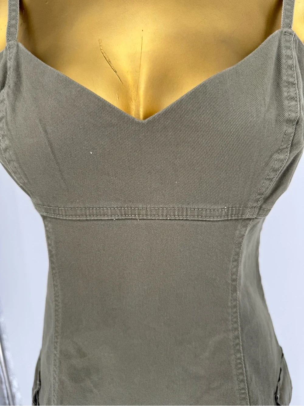 Cotton On Olive Green Cargo Mini Dress with Spaghetti Straps Size Medium